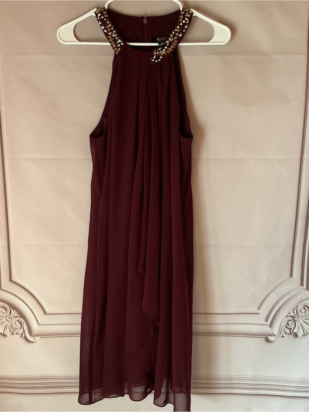 ✨ S.L. Fashions Women’s Jewel Halter Neck Cocktail Dress Fig 8 NWOT